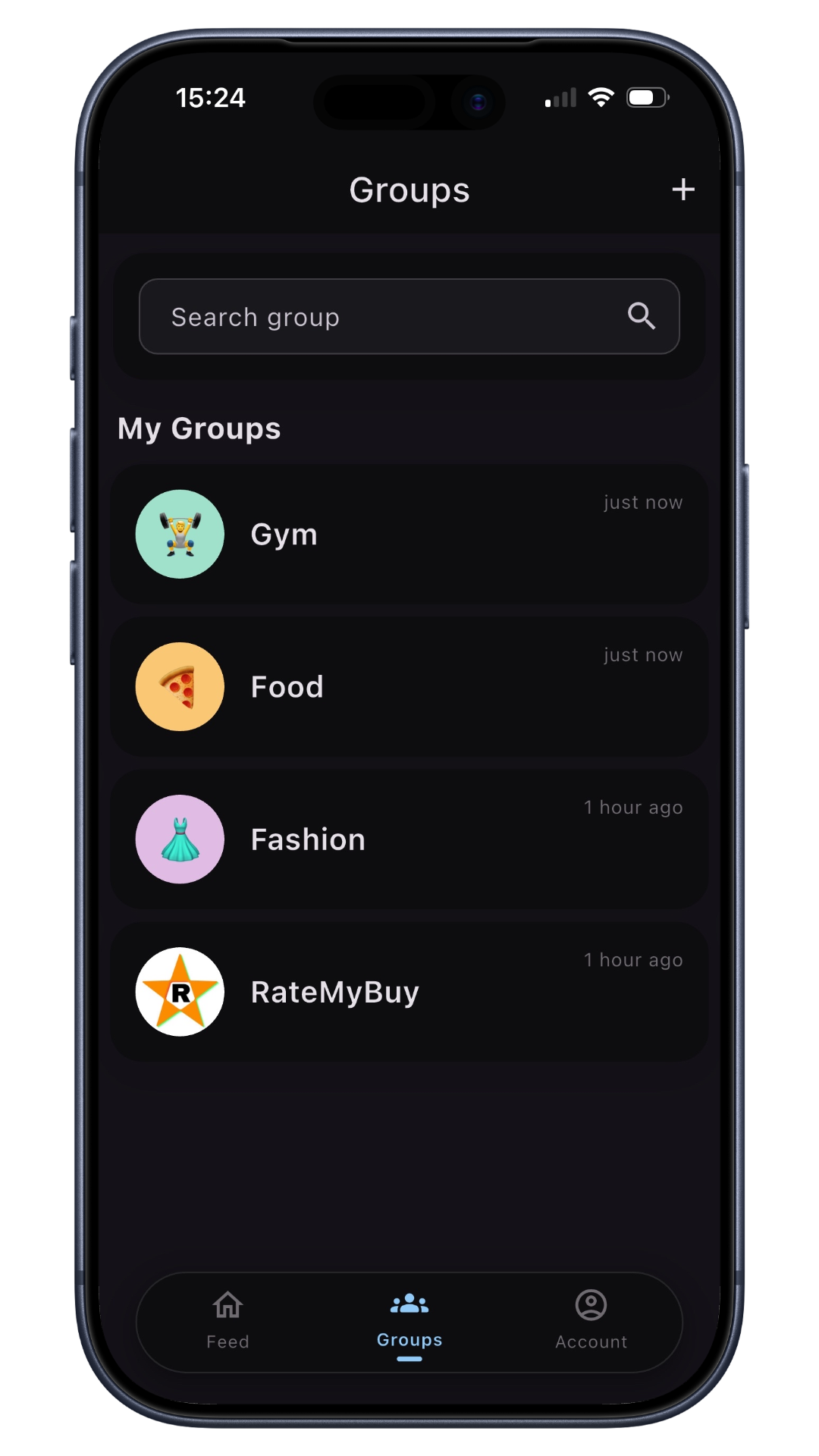 RateMyBuy Gruppen Feature Vorschau